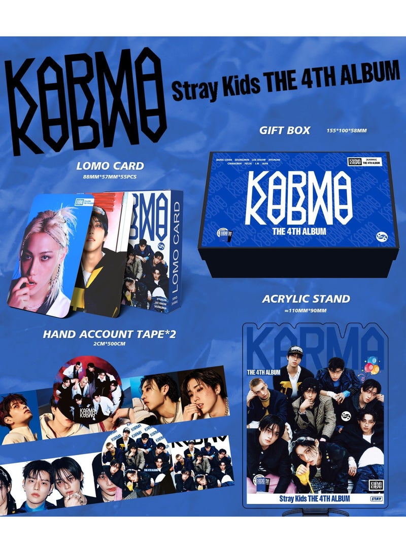 RTYY StrayKids Album KARMA Gift Box With Lomo Cards, Acrylic Stand, Hand Account Tape, Keychain, Lanyard, Stickers, Photo Card - Image 4